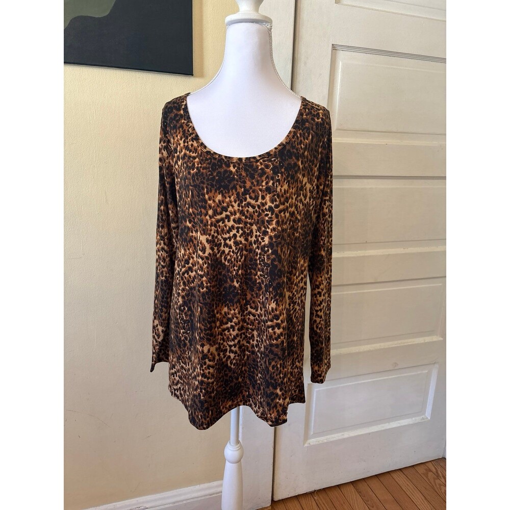 Lularoe long sleeve Lynnae top tunic animal print scoop neck retro classic nwot